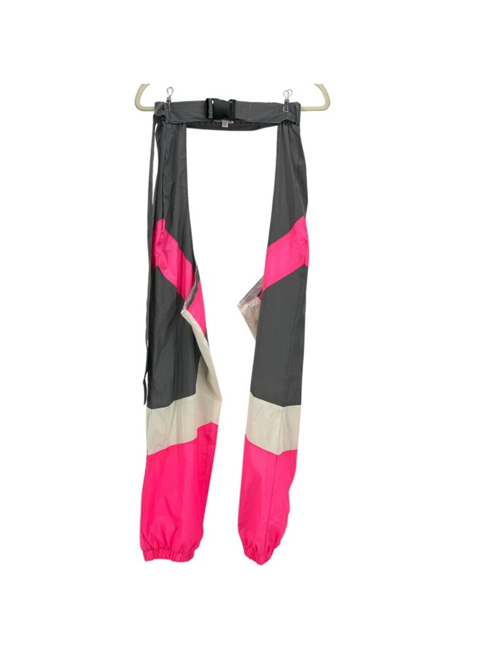 Hot & Delicious Womens Medium Track Pants Chaps Reflective Gray Neon Pink Rave